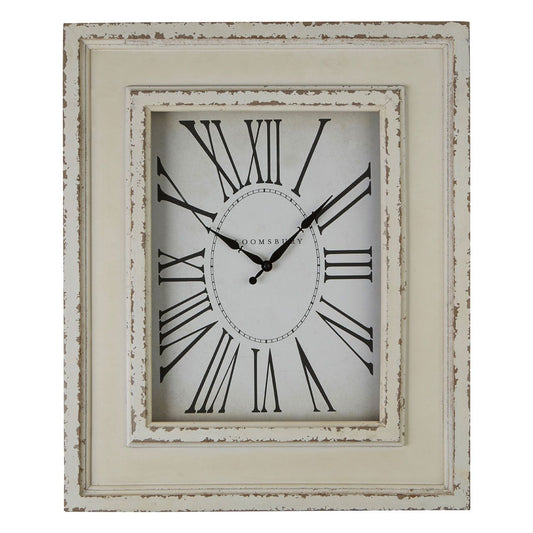 Ocrina Rectangular Antique Style Wall Clock In Distressed White