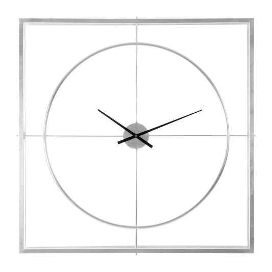 Trinity Square Metal Skeletal Frame Wall Clock In Silver