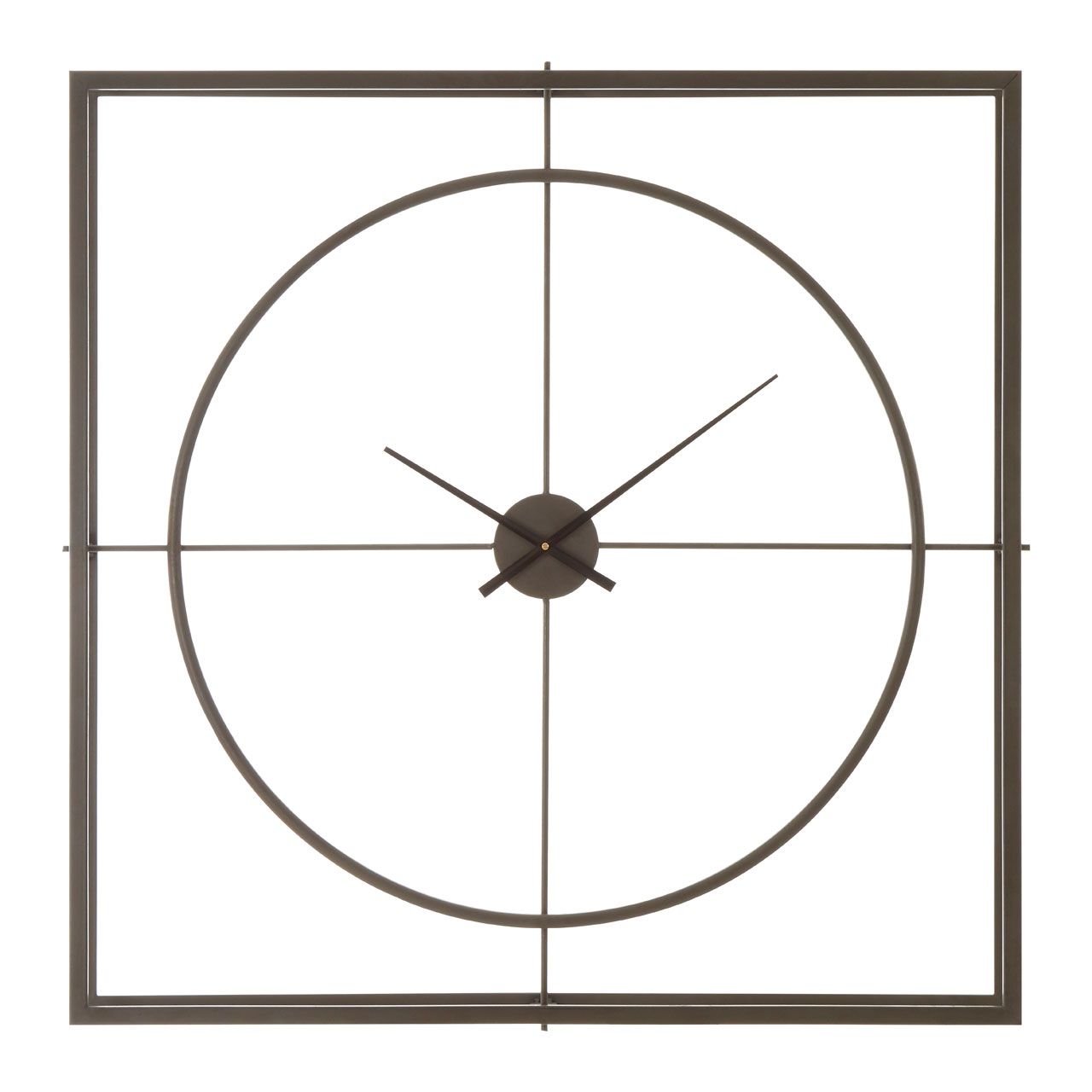 Trinity Square Metal Skeletal Frame Wall Clock In Rustic Copper