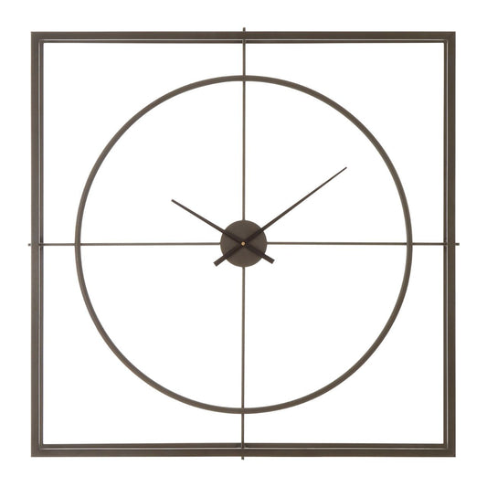 Trinity Square Metal Skeletal Frame Wall Clock In Rustic Copper