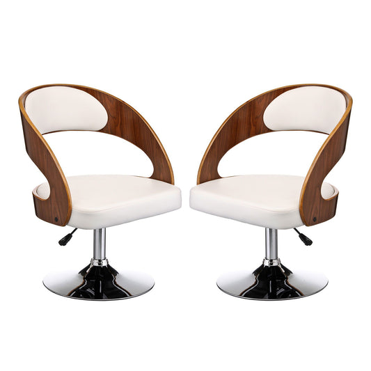 Bohena White Faux Leather Bar Chairs With Arms In Pair