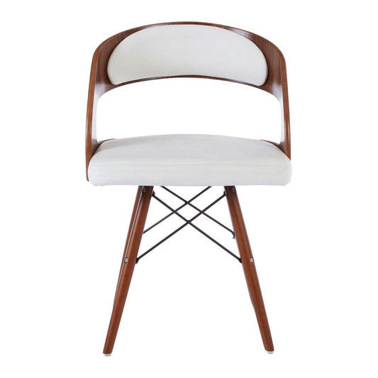 Treko White Faux Leather Bedroom Chair With Walnut Wooden Legs