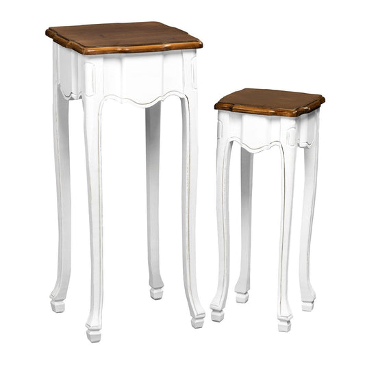 Serena Wooden Set Of 2 Side Tables In Chic White