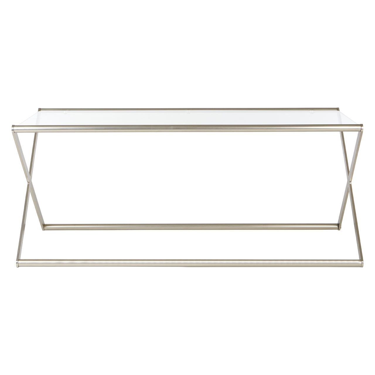 Roma Clear Glass Coffee Table With Satin Nickel Base