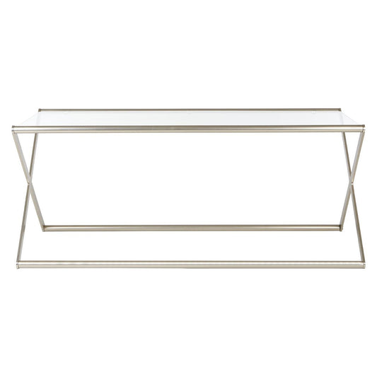 Roma Clear Glass Coffee Table With Satin Nickel Base