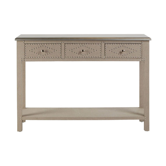 Manhattan Wooden Console Table In Natural With 3 Drawers