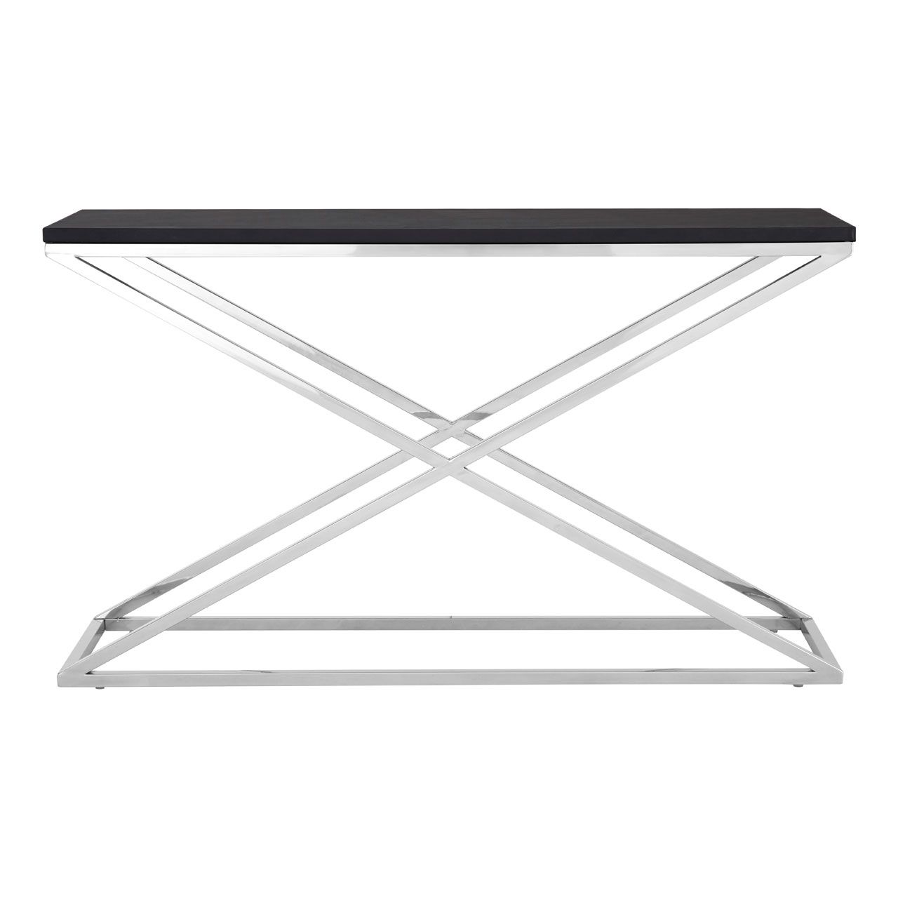 Tribute Wooden Console Table In Black Leather Effect