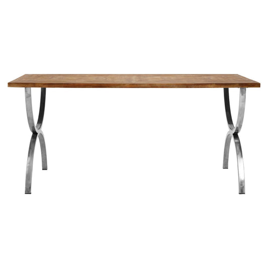 Greenwich Wooden Dining Table In Natural With Stainless Steel Legs