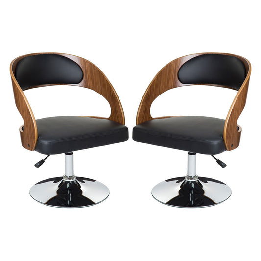 Bohena Black Faux Leather Bar Chairs With Arms In Pair