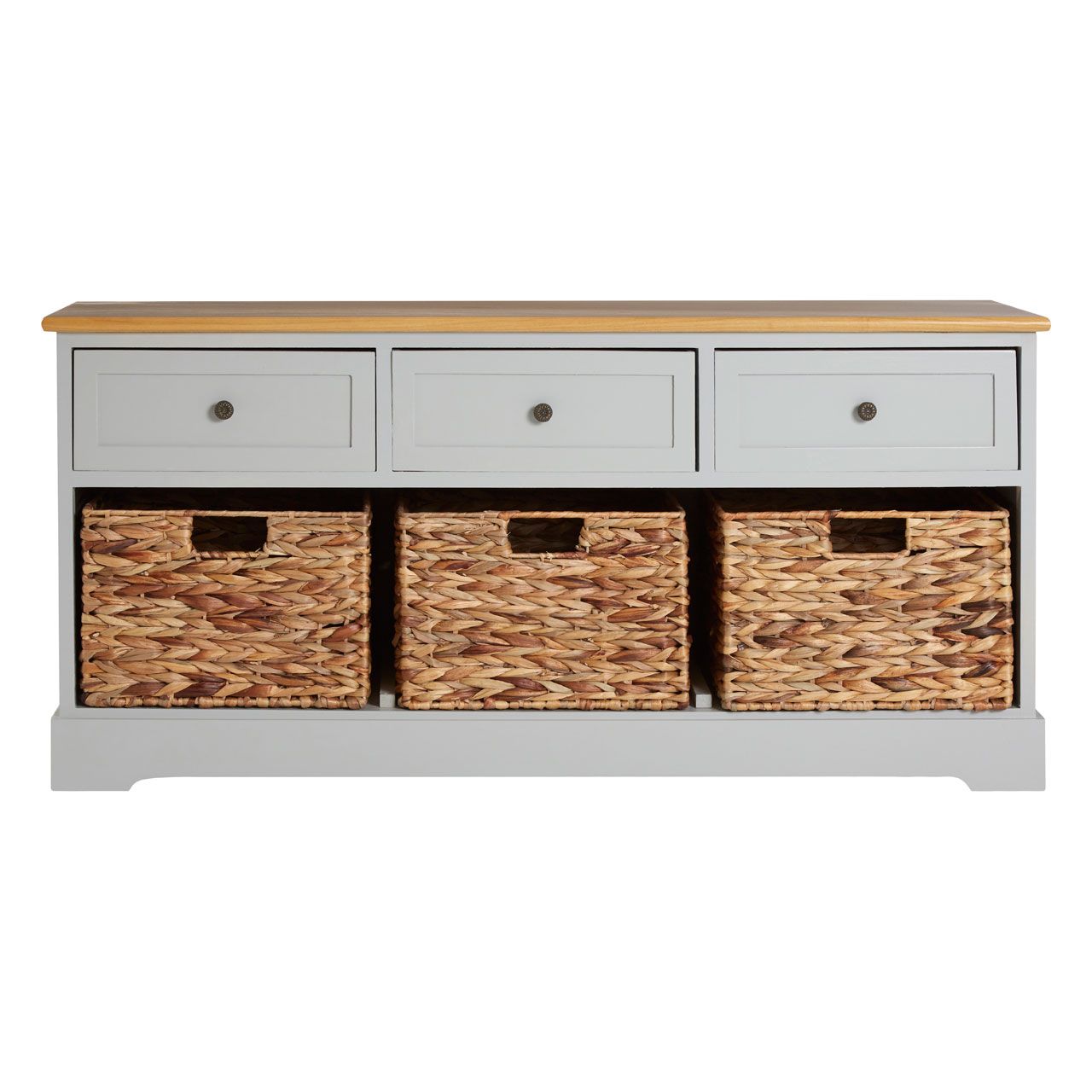 Vermont Wooden Seating Bench In Natural And Grey