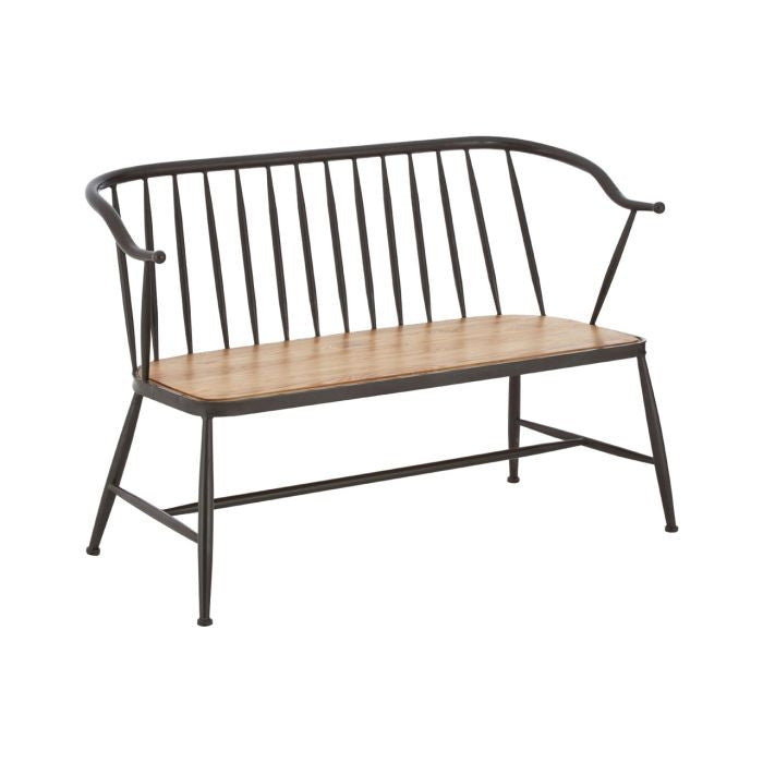 New Foundry Ash Wood And Metal Seating Bench In Distressed Black