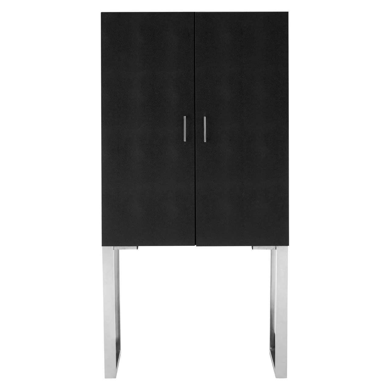 Pacific Small Faux Shark Skin Leather Storage Cabinet In Black With 2 Doors