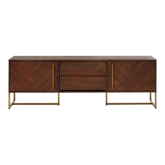 Brando Wooden TV Stand In Brown With 2 Doors And 2 Drawers