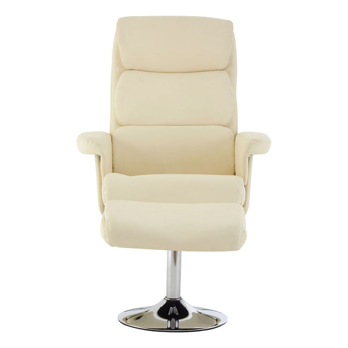 Treko Faux Leather Recliner Chair With Footstool In White