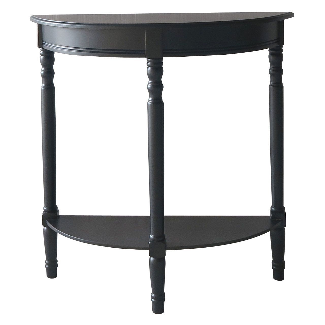 Heritage Half Moon Wooden Console Table In Black