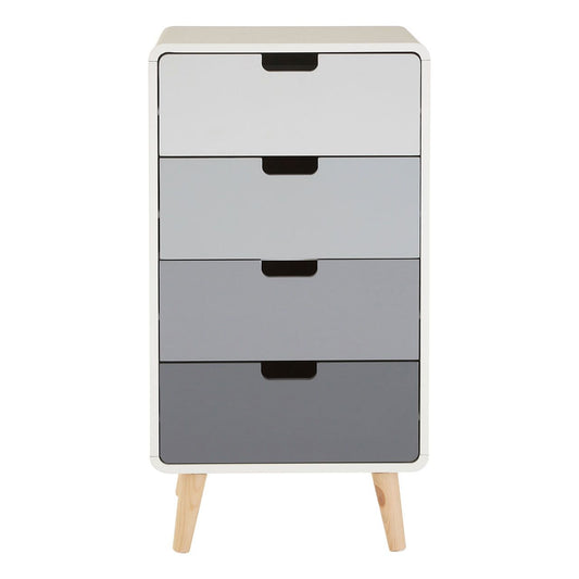 Milo Wooden Chest Of 4 Drawers In In White And Grey