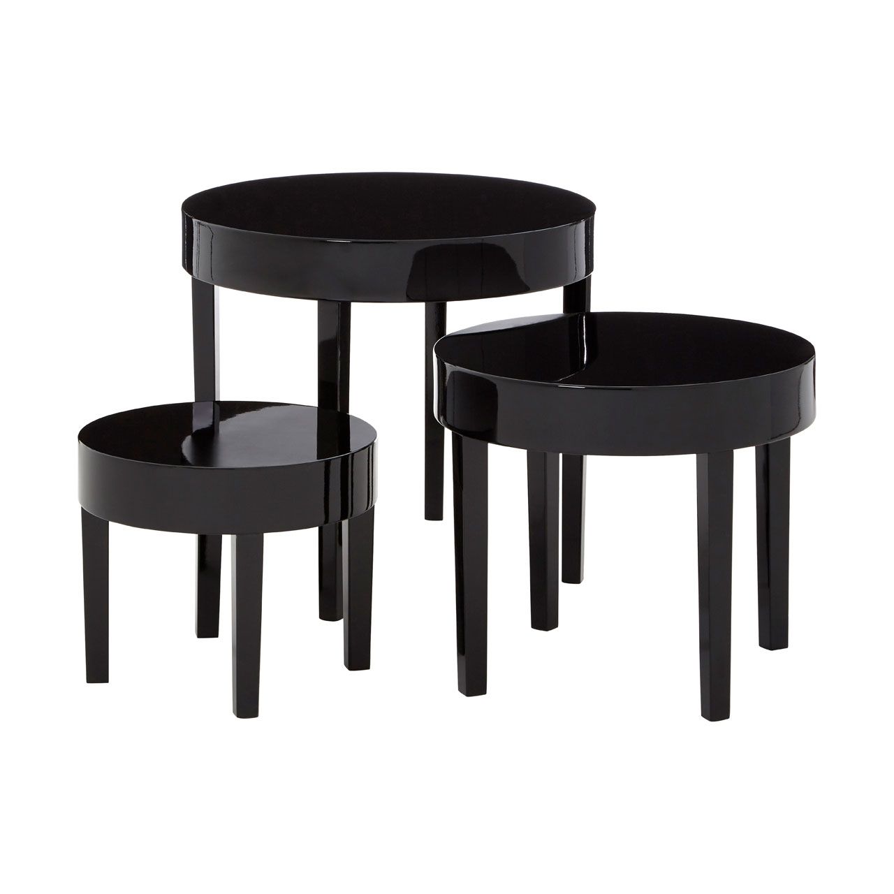 Mortiz Wooden Nest Of 3 Tables In Black High Gloss