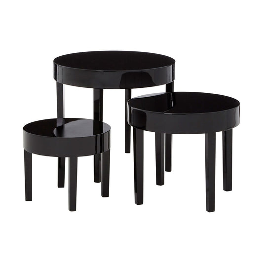 Mortiz Wooden Nest Of 3 Tables In Black High Gloss