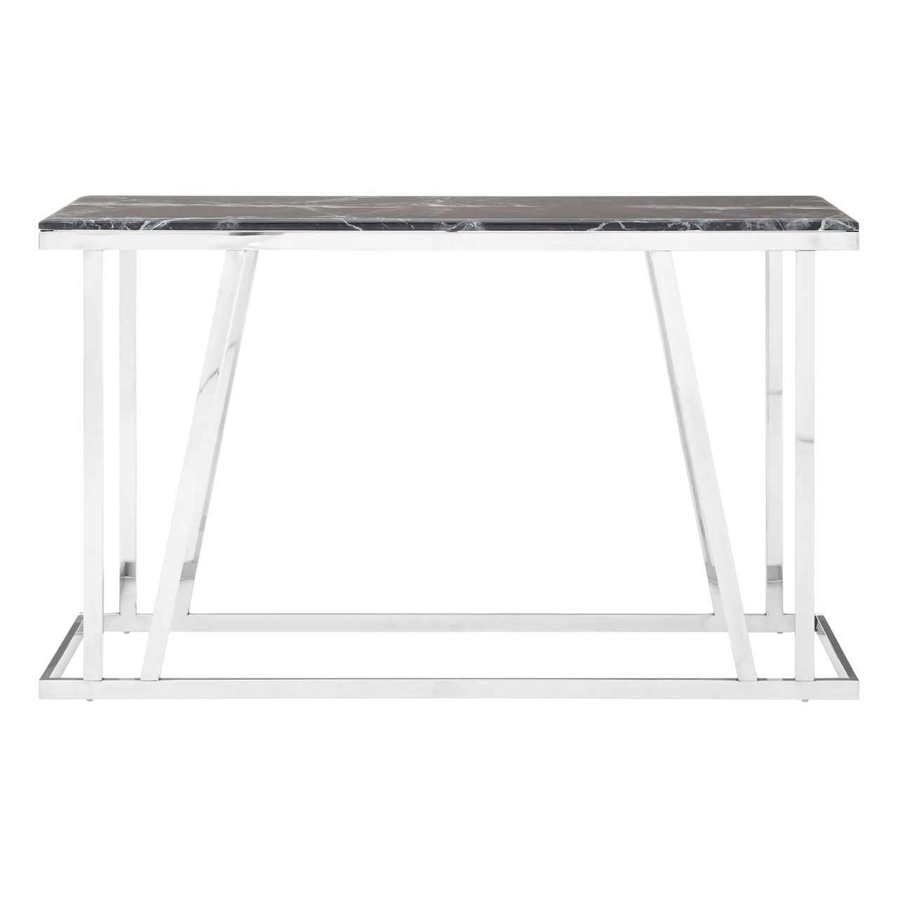 Ackley Black Marble Top Console Table With Stainless Steel Frame