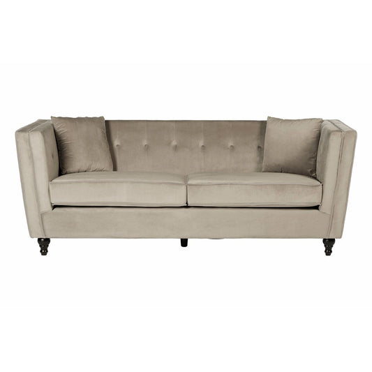 Ferris Polyester Velvet 3 Seater Sofa In Mink With Matte Black Feets