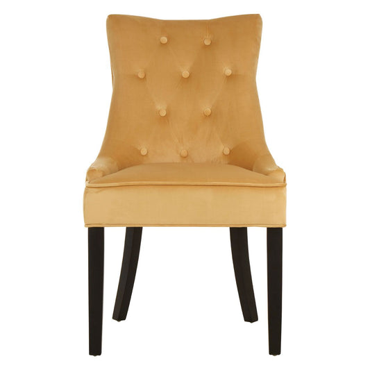 Daxton Velvet Buttoned Dining Chair In Light Gold