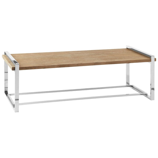 Menteng Wooden Coffee Table In Natural Elm With Stainless Steel Frame