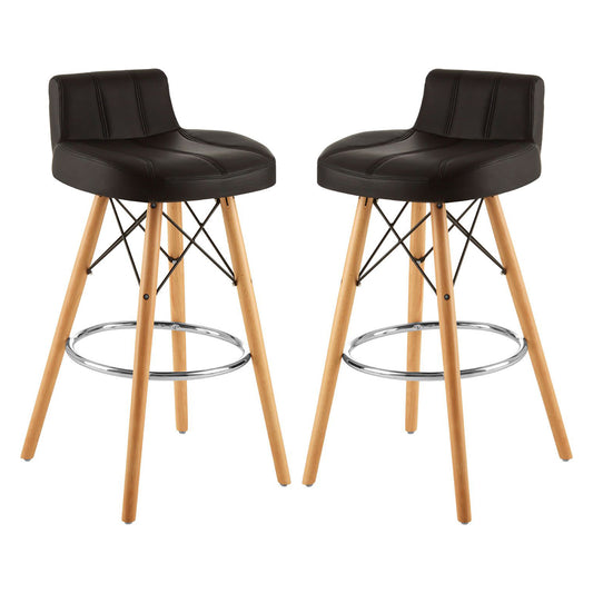 Stockholm Black Faux Leather Bar Stools With Wireframe In Pair