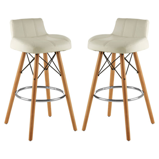 Stockholm White Faux Leather Bar Stools With Wireframe In Pair