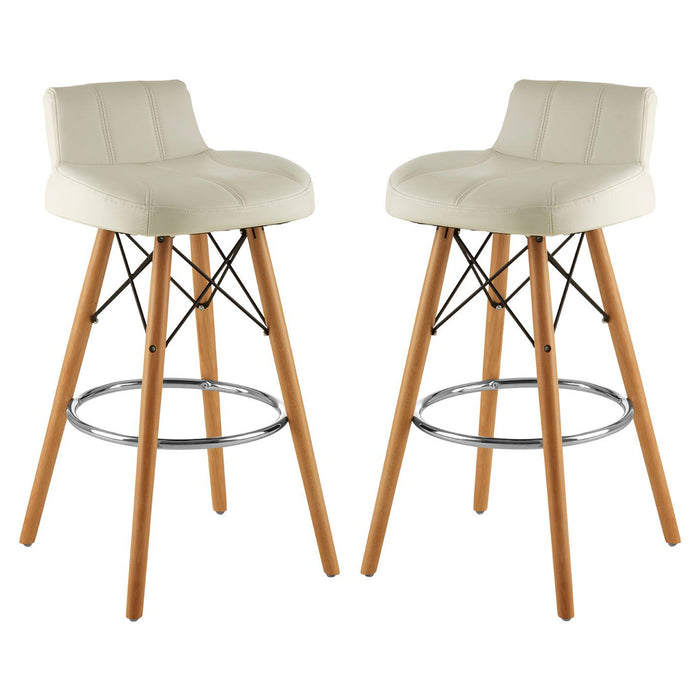 Stockholm White Faux Leather Bar Stools With Wireframe In Pair