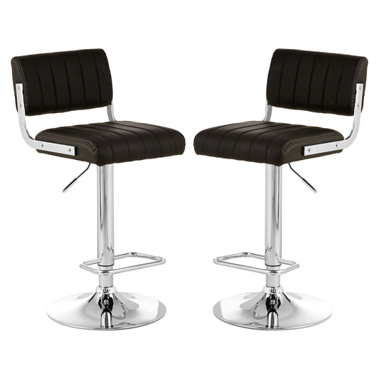 Stockholm Channel Design Black Faux Leather Bar Stools In Pair