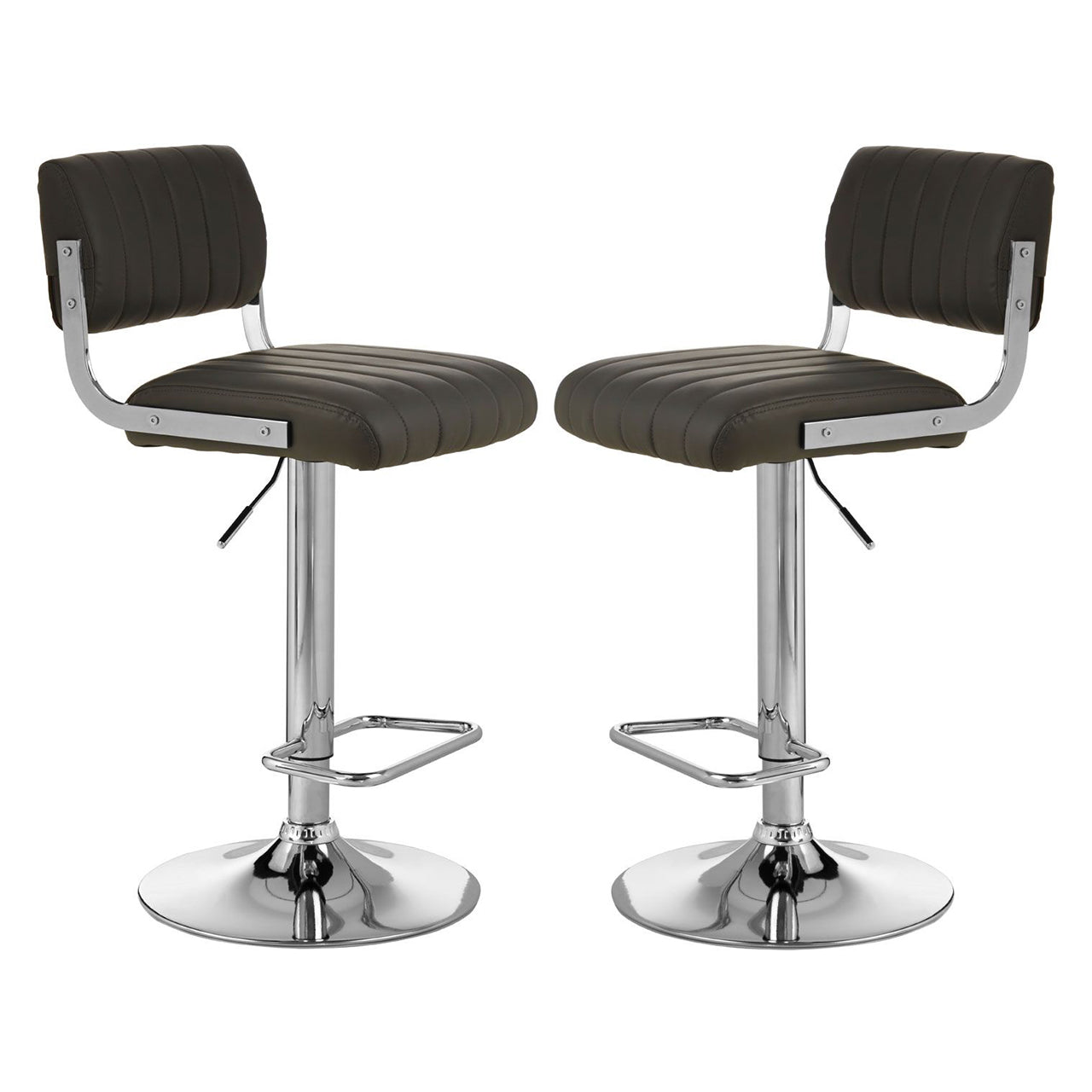 Stockholm Channel Design Grey Faux Leather Bar Stools In Pair