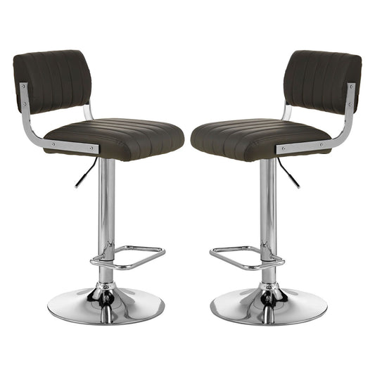Stockholm Channel Design Grey Faux Leather Bar Stools In Pair