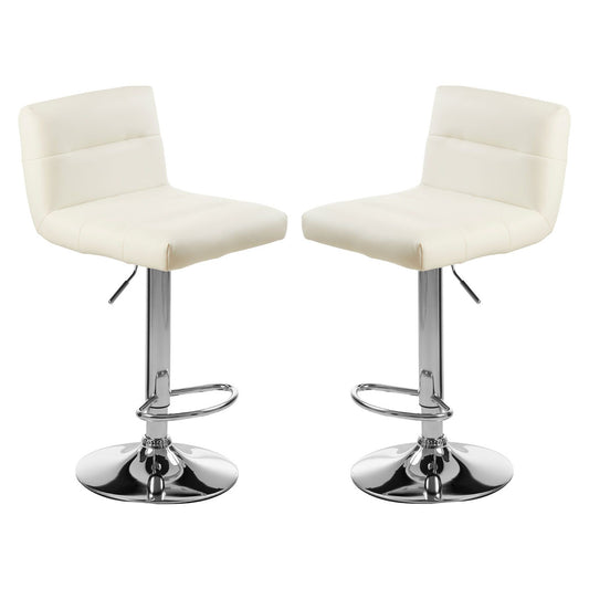 Baina White Faux Leather Bar Stool With Chrome Base In Pair