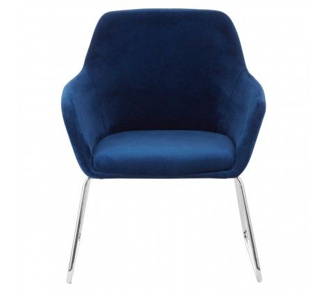 Stockholm Fabric Bedroom Chair in Blue With Stainless Steel Legs