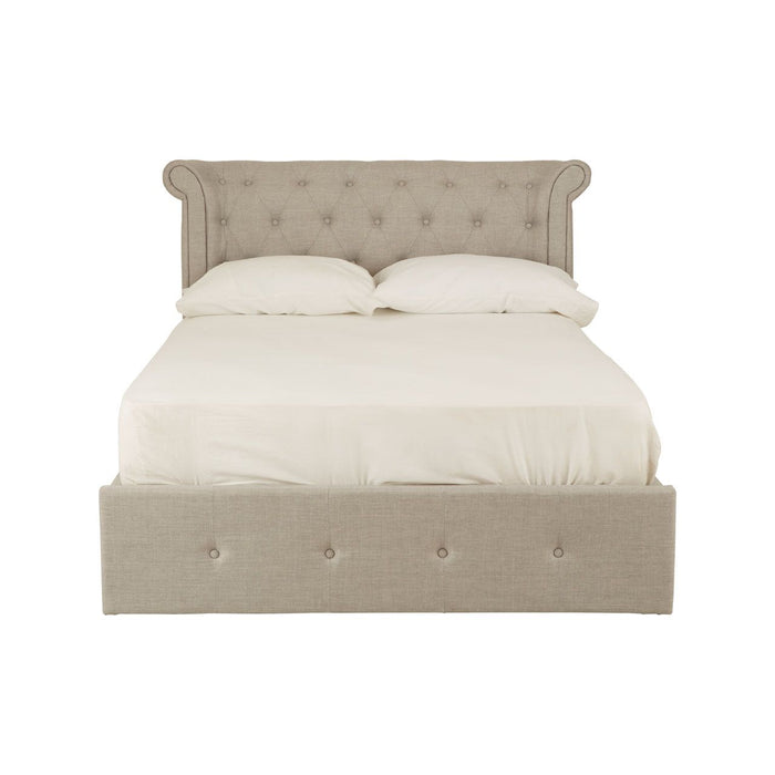 Edison Brushed Velvet Ottoman Double Bed In Light Grey