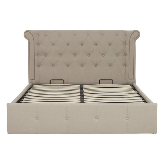 Edison Hopsack Velvet King Size Bed In Beige