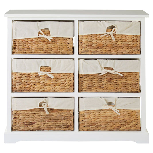 Ashby Wooden Chest 6 Drawers In White