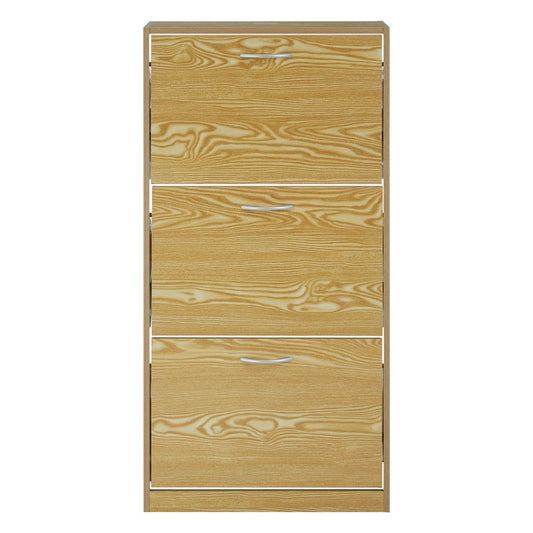 Magren Wooden Shoe Stroage Cabinet In Brown With 3 Flip Doors