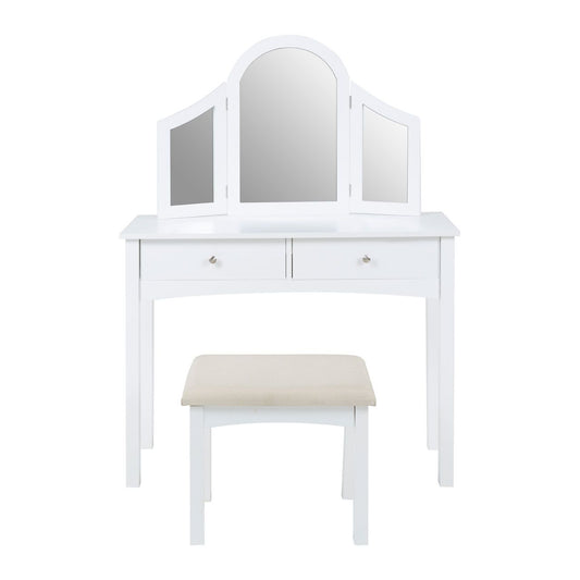 Otto Wooden Dressing Table And Stool In White