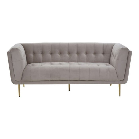 Halston Velvet 3 Seater Sofa In Mink With Gold Slanted Metal Legs
