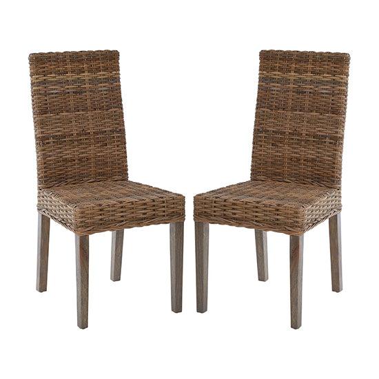 Maka Natural Kubu Rattan Dining Chairs In Pair