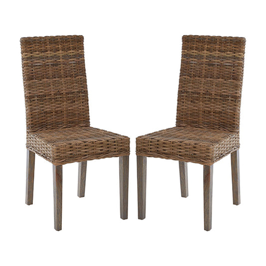 Maka Natural Kubu Rattan Dining Chairs In Pair