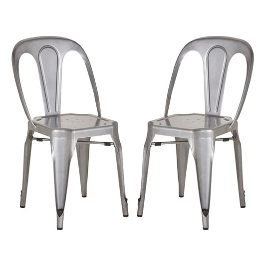Grange Grey Metal Dining Chairs In Pair