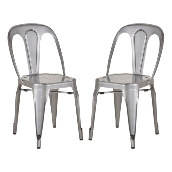 Grange Grey Metal Dining Chairs In Pair