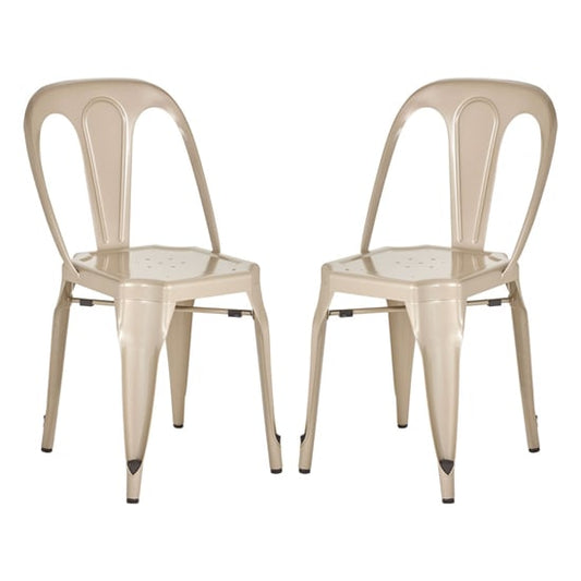 Grange Champagne Metal Dining Chairs In Pair