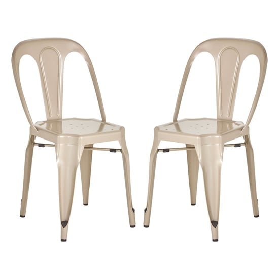 Grange Champagne Metal Dining Chairs In Pair