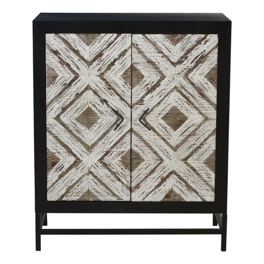 Lombok Fir Wood Sideboard In Distinctive Weathered Effect With 2 Doors