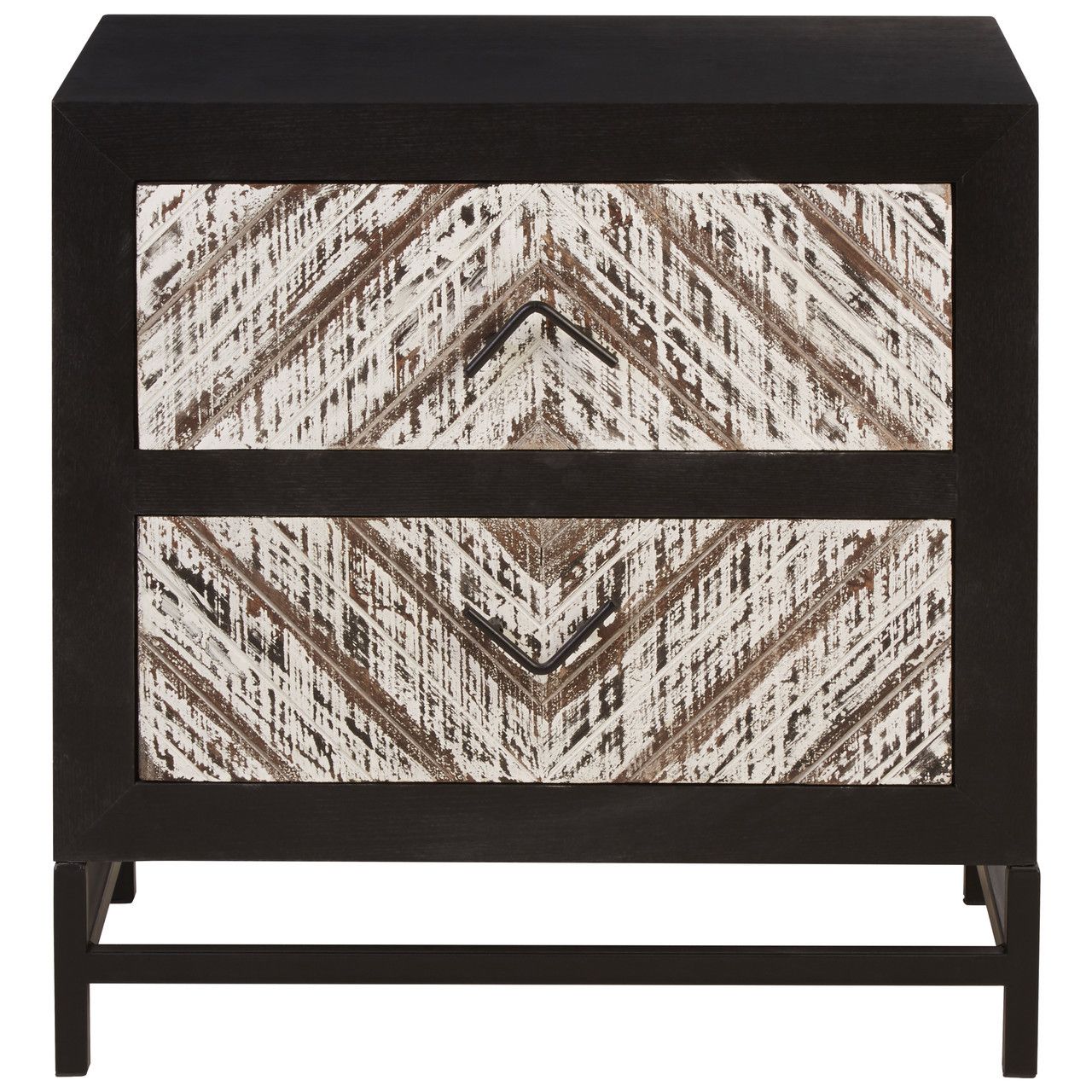 Lombok Clean Lined Wooden Bedside Cabinet In Black With 2 Drawers