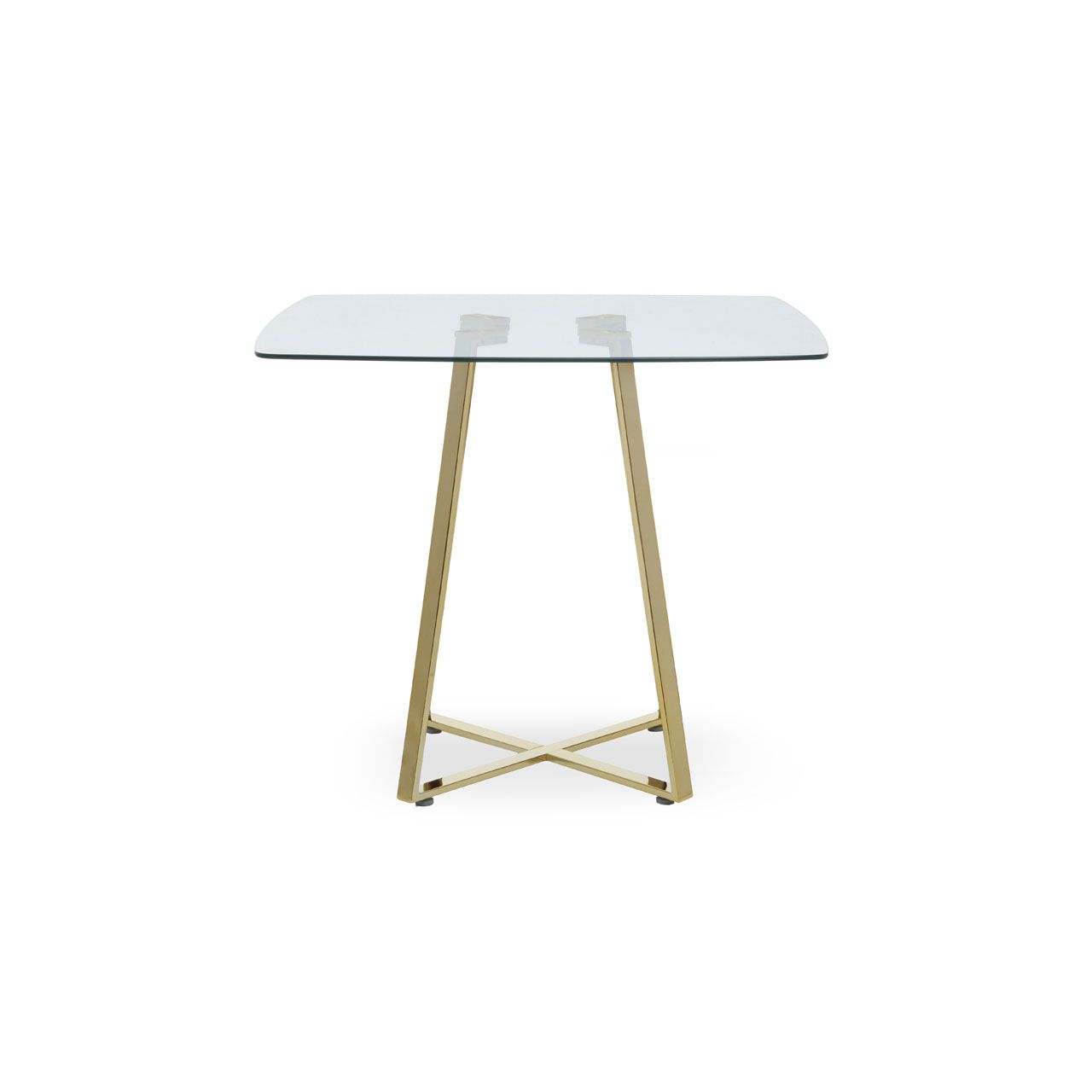 Metropolitan Square Clear Glass Top Dining Table With Gold Iron Legs