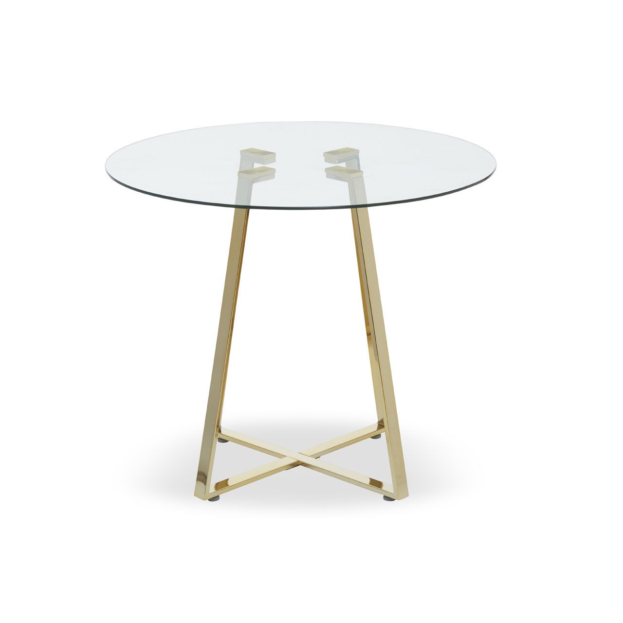 Metropolitan Round Clear Glass Top Dining Table With Gold Iron Legs